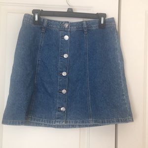 Button down denim skirt